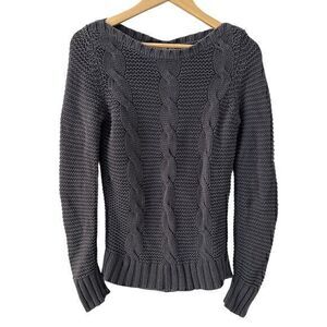 Espirit Vintage Grey Cotton Blend Pullover Cable Knit Crew Neck‎ Sweater Size XS